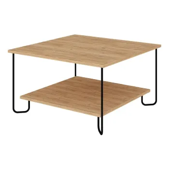 Masuta de cafea in culoare naturala cu blat cu aspect de lemn de stejar 80x80 cm Tonka - Marckeric imagine