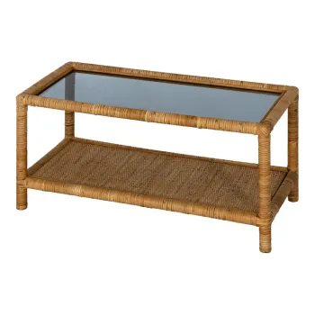 Masuta de cafea in culoare naturala cu blat din sticla 40x90 cm - Ixia imagine
