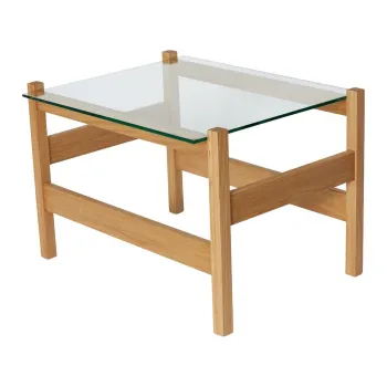 Masuta de cafea in culoare naturala cu blat din sticla 52x66 cm Ledge - Hubsch imagine