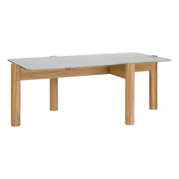 Masuta de cafea in culoare naturala cu blat din sticla 55x105 cm Kob - noo.ma imagine