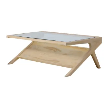 Masuta de cafea in culoare naturala deschisa cu blat din sticla 70x112 cm Yuki - Light & Living imagine