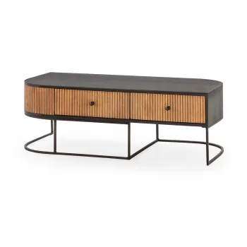 Masuta de cafea in culoare naturala din lemn de mango 60x120 cm Curve - MOME imagine