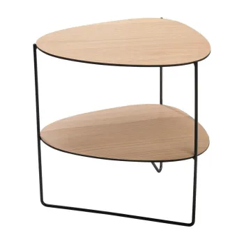 Masuta de cafea in culoare naturala din metal 37x44 cm Curve Double Wood - LIND DNA imagine