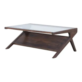 Masuta de cafea in culoare naturala inchisa cu blat din sticla 70x112 cm Yuki - Light & Living imagine