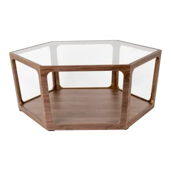 Masuta de cafea in culoare naturala inchisa cu blat din sticla 80x92,5 cm Sita - Dutchbone imagine