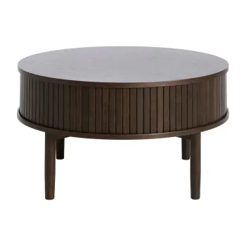 Masuta de cafea in culoare naturala inchisa rotunda cu aspect de lemn de stejar o 85 cm Meta - Unique Furniture imagine