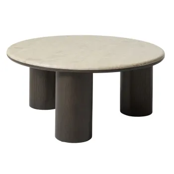 Masuta de cafea in culoare naturala inchisa rotunda cu blat din marmura o 90 cm Piazze - Unique Furniture imagine