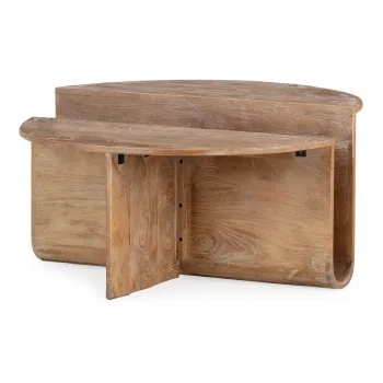 Masuta de cafea in culoare naturala inchisa rotunda din lemn de mango o 80 cm Divya - MOME imagine