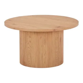 Masuta de cafea in culoare naturala rotunda cu aspect de lemn de plop o 80 cm Boavista - House Nordic imagine
