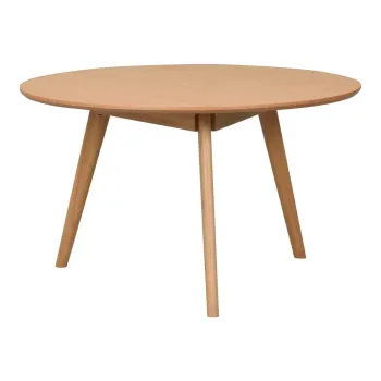 Masuta de cafea in culoare naturala rotunda cu aspect de lemn de stejar 90x90 cm Yumi - Rowico imagine