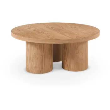 Masuta de cafea in culoare naturala rotunda cu aspect de lemn de stejar o 100 cm Arancha - MOME imagine