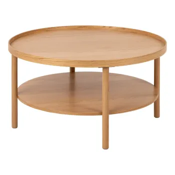 Masuta de cafea in culoare naturala rotunda cu aspect de lemn de stejar o 80 cm Banbury - Actona imagine