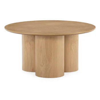Masuta de cafea in culoare naturala rotunda cu aspect de lemn de stejar o 80 cm Lua - MOME imagine