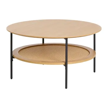 Masuta de cafea in culoare naturala rotunda cu aspect de lemn de stejar o 80 cm Pensacola - Unique Furniture imagine
