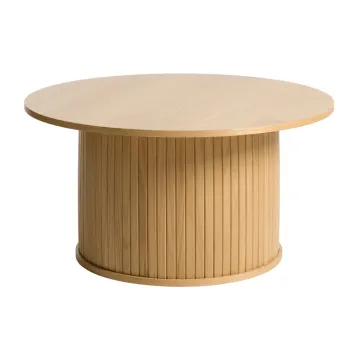 Masuta de cafea in culoare naturala rotunda cu aspect de lemn de stejar o 90 cm Nola - Unique Furniture imagine