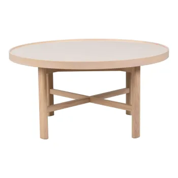 Masuta de cafea in culoare naturala rotunda cu blat ceramic 90x90 cm Marsden - Rowico imagine