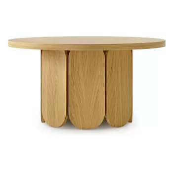 Masuta de cafea in culoare naturala rotunda cu blat cu aspect de lemn de stejar 78x78 cm Soft - Woodman imagine