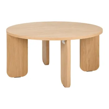 Masuta de cafea in culoare naturala rotunda cu blat cu aspect de lemn de stejar o 75 cm Kuvu - noo.ma imagine