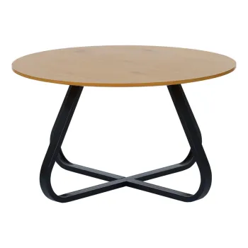 Masuta de cafea in culoare naturala rotunda cu blat cu aspect de lemn de stejar o 80 cm Cesura - Unique Furniture imagine