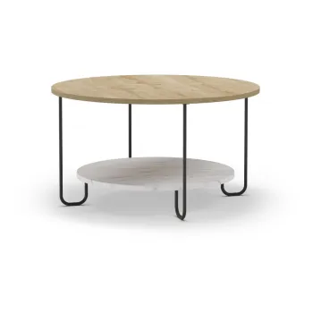 Masuta de cafea in culoare naturala rotunda cu blat cu aspect de lemn de stejar o 80 cm Tonka - Marckeric imagine