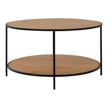 Masuta de cafea in culoare naturala rotunda cu blat cu aspect de lemn de stejar o 80 cm Vita - House Nordic imagine