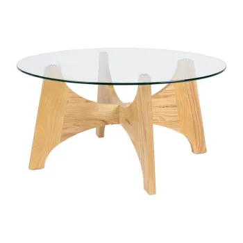 Masuta de cafea in culoare naturala rotunda cu blat din sticla o 80 cm Kobe - Zuiver imagine