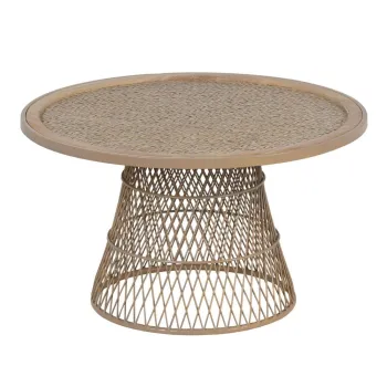 Masuta de cafea in culoare naturala rotunda din ratan o 70 cm - Ixia imagine