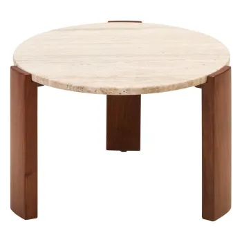 Masuta de cafea maro/in culoare naturala deschisa rotunda cu blat din marmura o 60 cm Palermo - Premier Housewares imagine