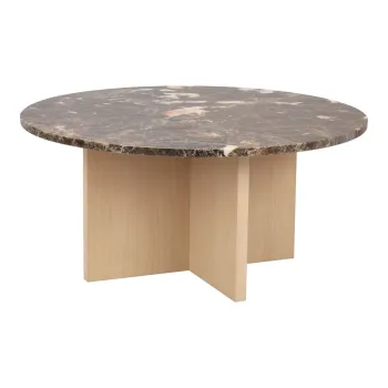 Masuta de cafea maro/in culoare naturala rotunda din marmura 90x90 cm Brooksville - Rowico imagine