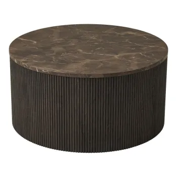 Masuta de cafea maro inchis rotunda cu blat cu aspect de marmura o 80 cm Rota - House Nordic imagine