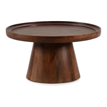 Masuta de cafea maro inchis rotunda din lemn de mango o 80 cm Rose - Marckeric imagine