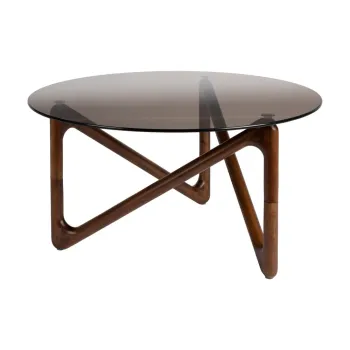 Masuta de cafea maro rotunda cu blat din sticla o 80 cm Naia - Dutchbone imagine