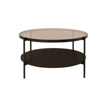 Masuta de cafea maro rotunda cu blat din sticla o 84 cm Hassel - Unique Furniture imagine