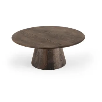Masuta de cafea maro rotunda din lemn de stejar o 80 cm Mushroom - Gazzda imagine