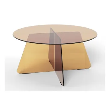 Masuta de cafea maro rotunda din sticla o 80 cm Samos - Actona imagine