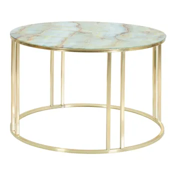 Masuta de cafea Mauro Ferretti Sepa,, o 75 cm, alb-auriu imagine