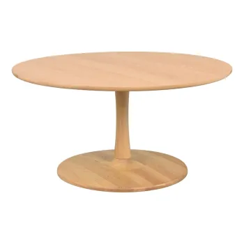 Masuta de cafea natural rotunda cu aspect de lemn de stejar 90x90 cm Hobart - Rowico imagine