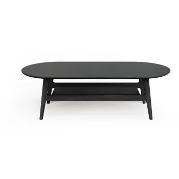 Masuta de cafea neagra cu aspect de lemn de stejar 60x130 cm Curved - Woodman imagine