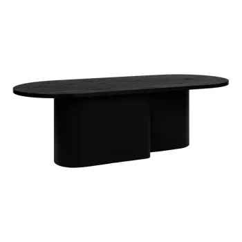 Masuta de cafea neagra cu blat cu aspect de lemn de stejar 50x115 cm Looi - noo.ma imagine