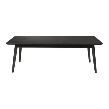 Masuta de cafea neagra cu blat cu aspect de lemn de stejar 60x120 cm Fabio - White Label imagine