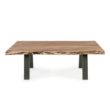 Masuta de cafea neagra/in culoare naturala cu blat din lemn de acacia 65x115 cm Aron - Bizzotto imagine