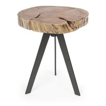 Masuta de cafea neagra/in culoare naturala cu blat din lemn de acacia o 35 cm Aron - Bizzotto imagine