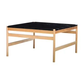 Masuta de cafea neagra/in culoare naturala din marmura 80x80 cm Raw - Hubsch imagine