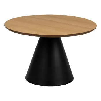 Masuta de cafea neagra/in culoare naturala rotunda cu blat cu aspect de lemn de stejar o 65 cm Soli - Actona imagine