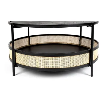 Masuta de cafea neagra/in culoare naturala rotunda o 80 cm Makoto - White Label imagine