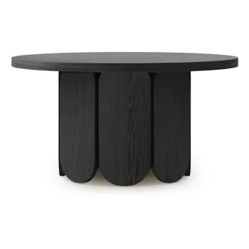 Masuta de cafea neagra rotunda cu aspect de lemn de stejar o 78 cm Soft - Woodman imagine