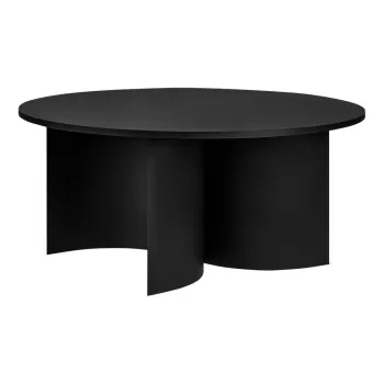 Masuta de cafea neagra rotunda cu blat cu aspect de lemn de frasin o 95 cm Gavo - noo.ma imagine