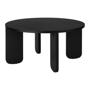 Masuta de cafea neagra rotunda cu blat cu aspect de lemn de stejar o 75 cm Kuvu - noo.ma imagine