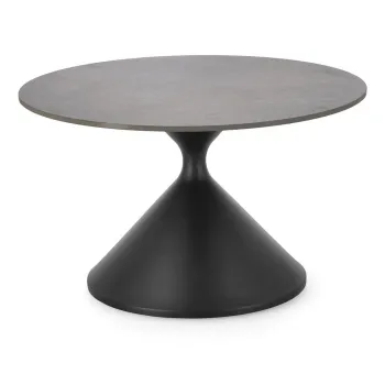 Masuta de cafea neagra rotunda cu blat cu aspect de marmura o 70 cm Joona - Bizzotto imagine