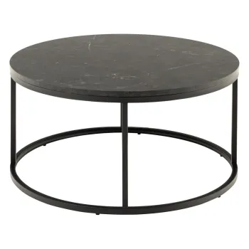 Masuta de cafea neagra rotunda cu blat cu aspect de marmura o 80 cm Spiro - Actona imagine